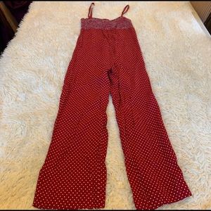 Christy Dawn Red Polka Dot Smocked Jumpsuit